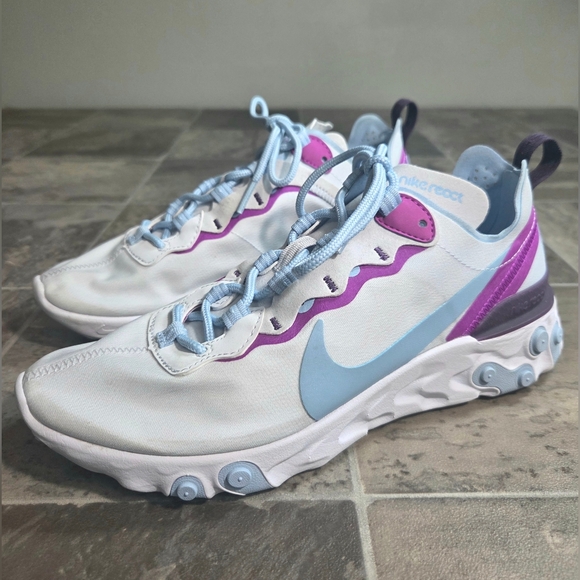 NIKE REACT ELEMENT 55 PSYCHIC BLUE SNEAKERS. - Picture 1 of 7